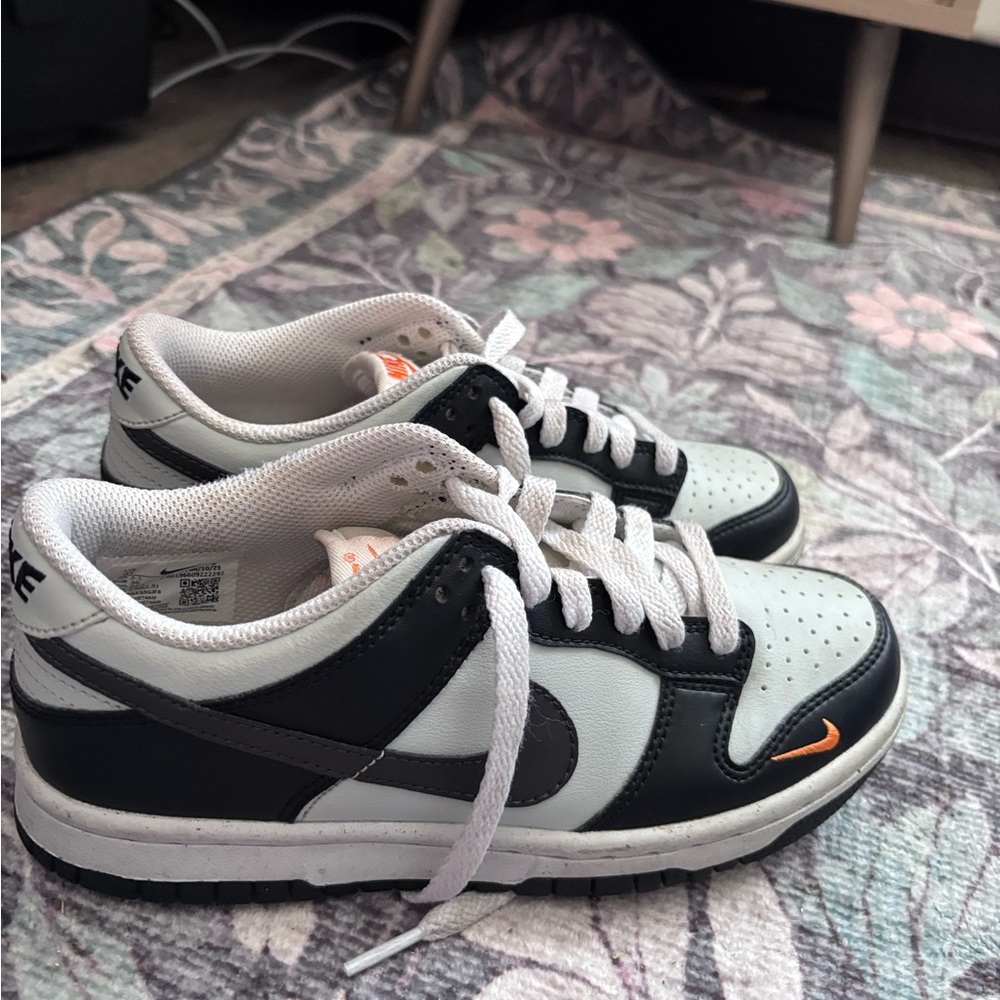 Nike Kids Black White and Orange Sneakers